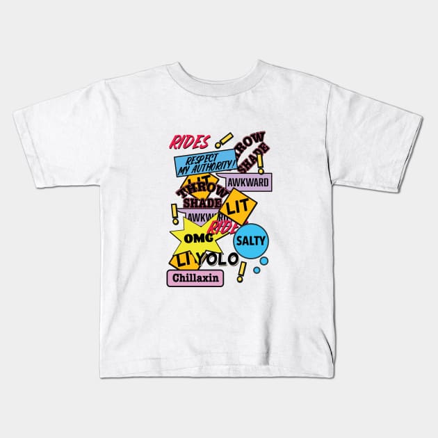 Slang Stickers Kids T-Shirt by nickemporium1